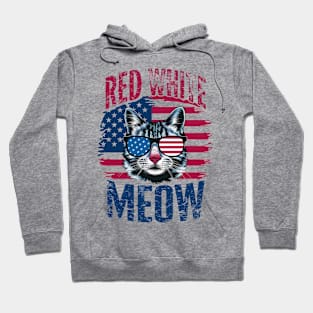 Red White And meow USA Hoodie